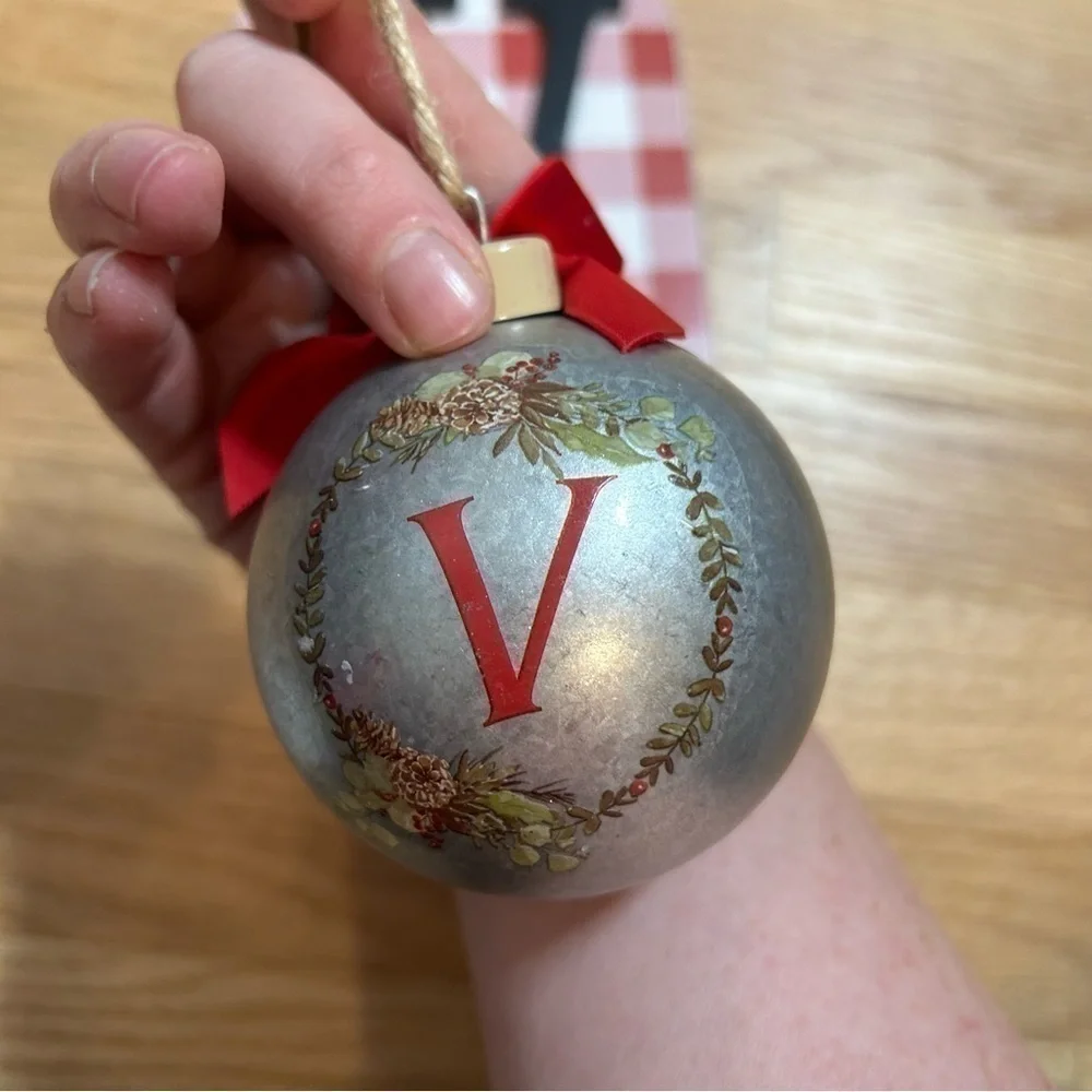 V Christmas Ornament Wall Hanging Bundle NEW Ball Red White Plaid Home Decor